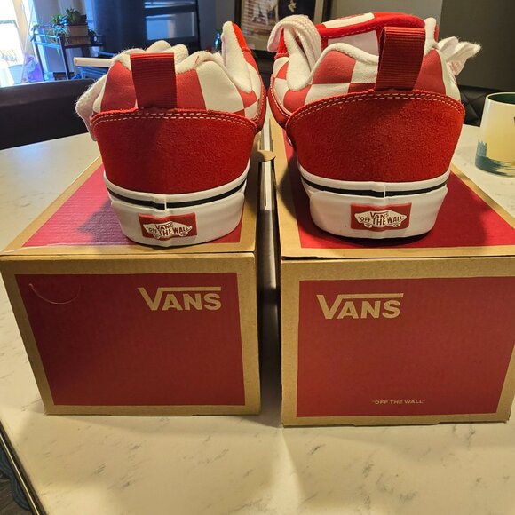 Vans Mega Check Knu Skool Skate Sneakers Shoes Red/White Checkerboard MENS 10 - Picture 6 of 7
